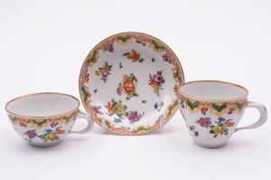 a champion's bristol porcelain trio from the ludlow service circa 1775-80